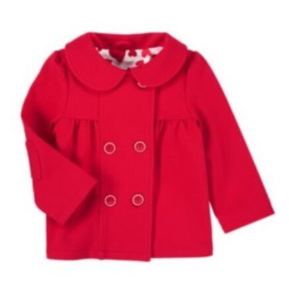 GYMBOREE HEART RED PONTE JACKET Size 2T/3T heart lining‎